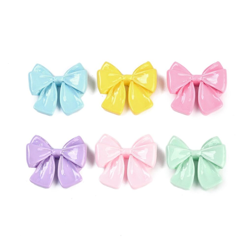 4395 100 pcs Mixed Colors Bowknot Theme Resin Cabochons Cute Bow Tie